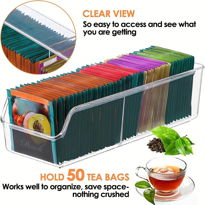 Coffee Tea Box - Boîte de rangement transparente pour sachets