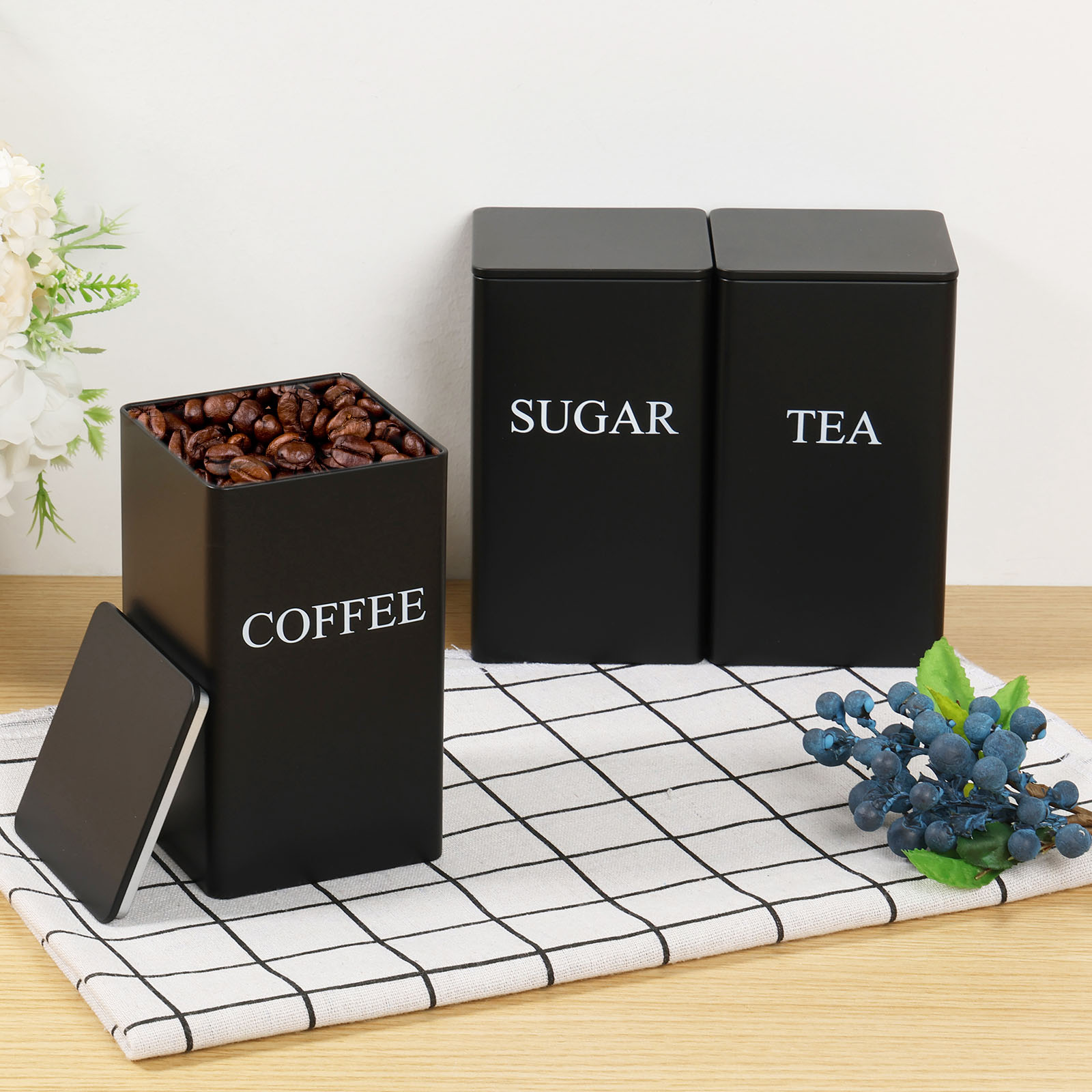 Canister Coffee Sugar Tea - 3 pièces boîtes de stockage de