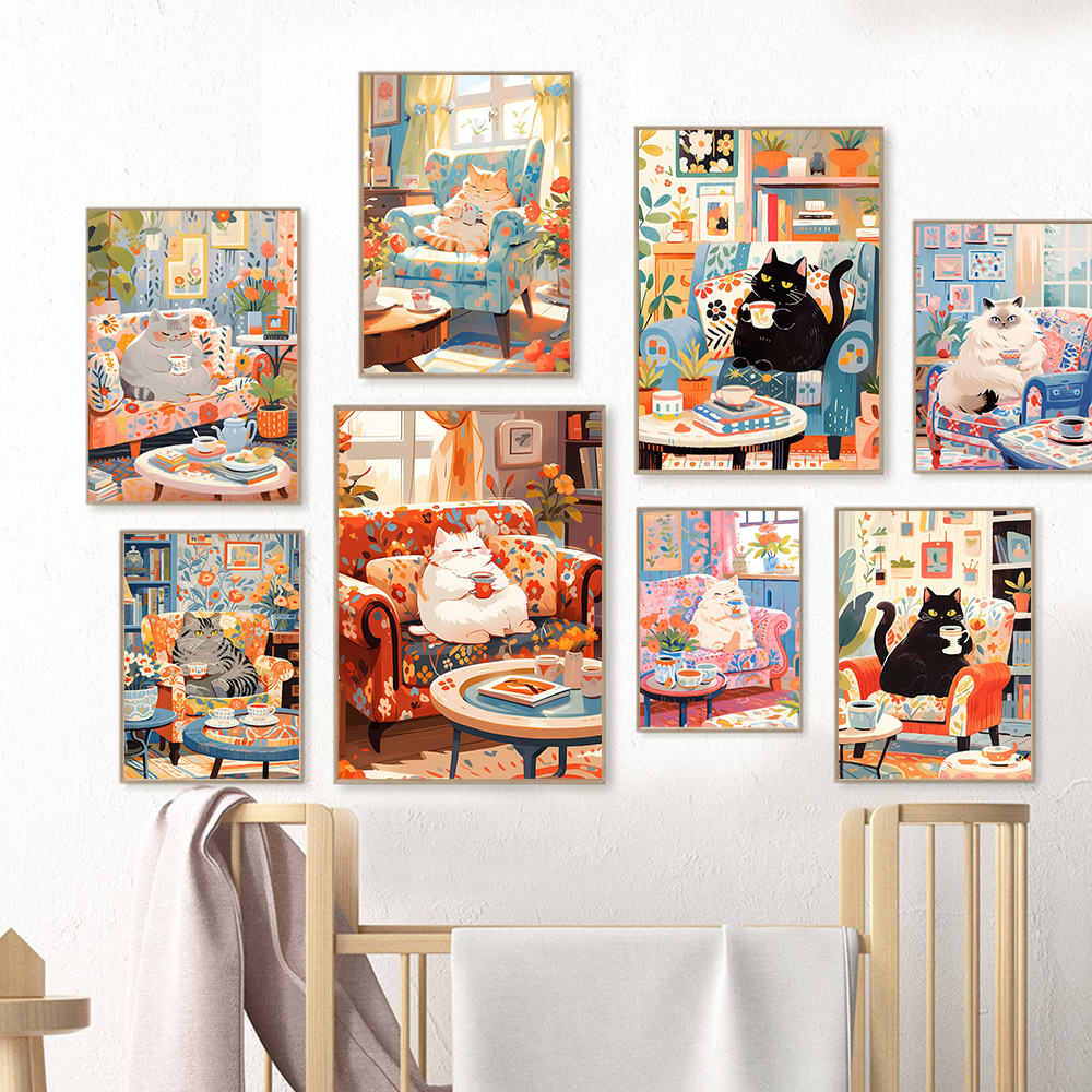 Peinture sur toile de chat mig - Coffee Tea Picture avis et prix