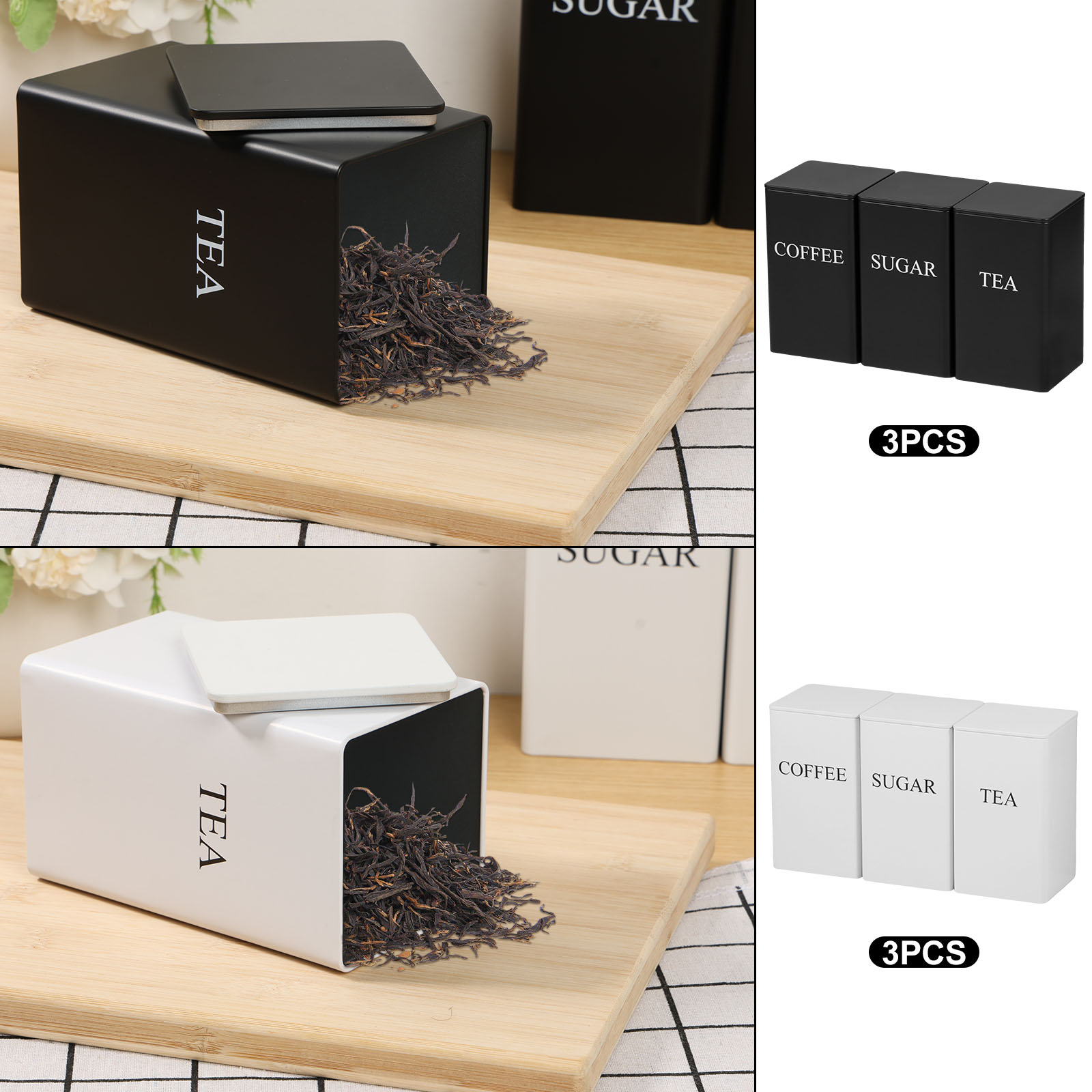 3 pièces boîtes de stockage de - Canister Coffee Sugar Tea avis et prix