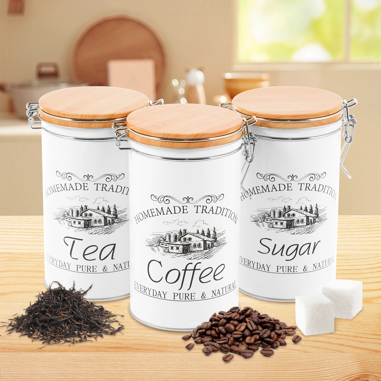 Lot de 3 boîtes à thé, café et - Canister Coffee Sugar Tea avis et prix